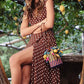 Dot Print V Neck Irregular Dress