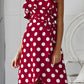 Dots Flounce Slit Dress
