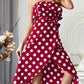 Dots Flounce Slit Dress
