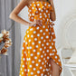 Dots Flounce Slit Dress