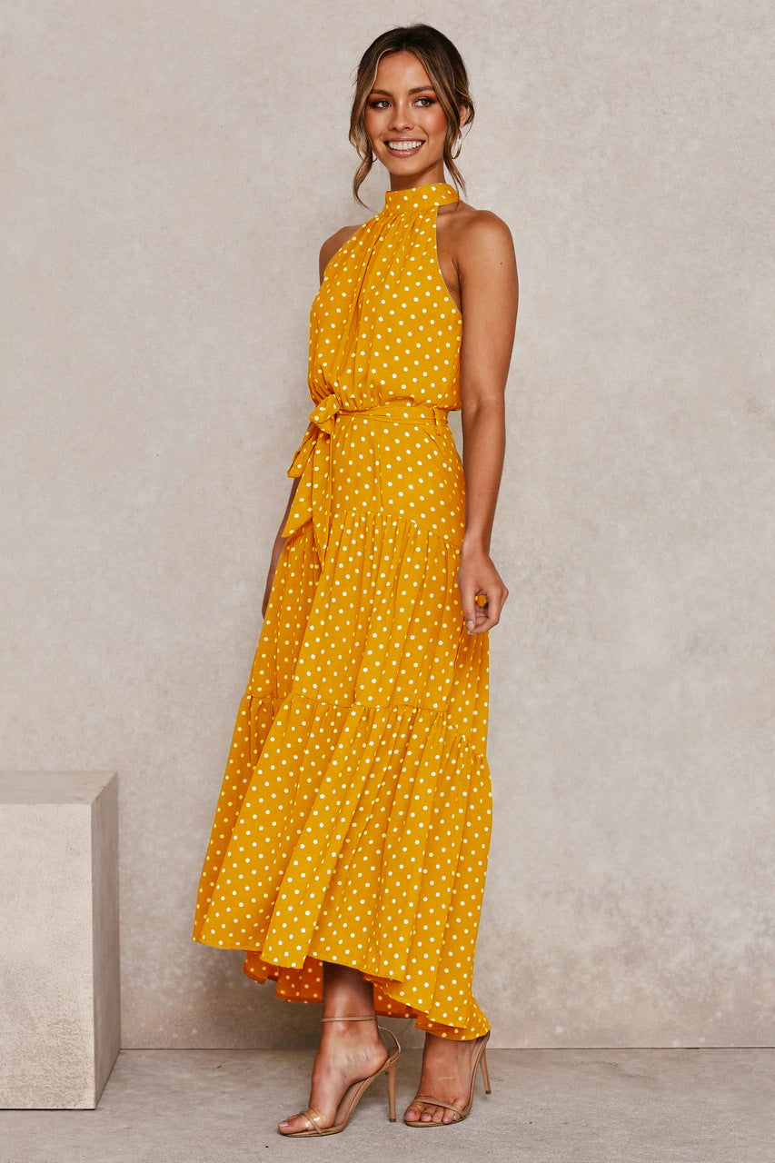 Dots Print Sleeveless Maxi Dress