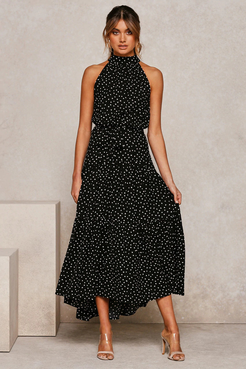 Dots Print Sleeveless Maxi Dress