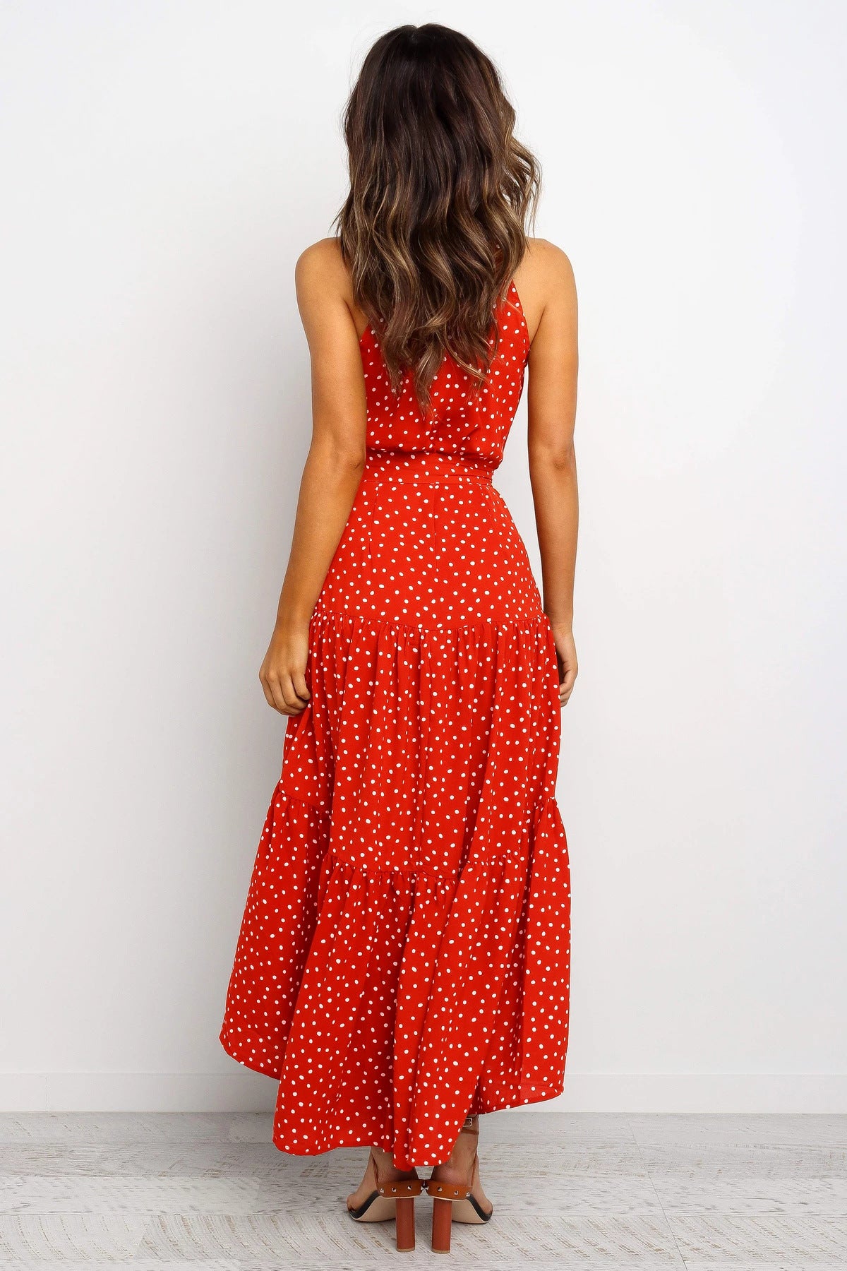 Dots Print Sleeveless Maxi Dress