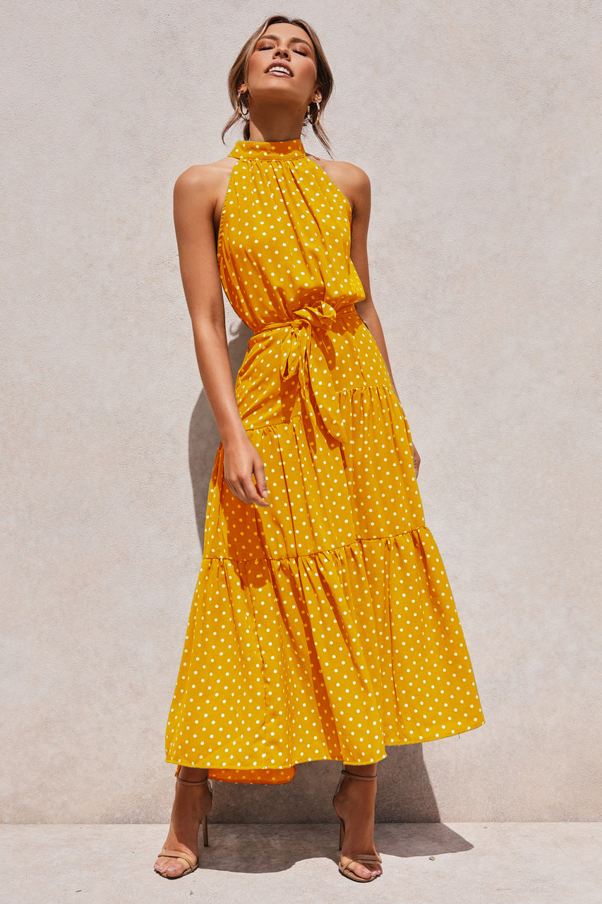 Dots Print Sleeveless Maxi Dress