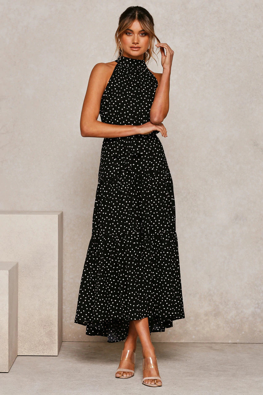 Dots Print Sleeveless Maxi Dress