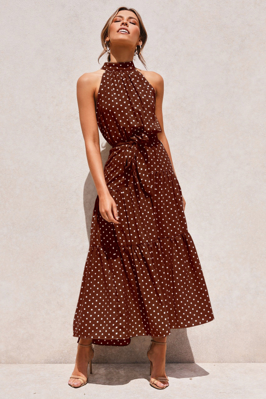 Dots Print Sleeveless Maxi Dress