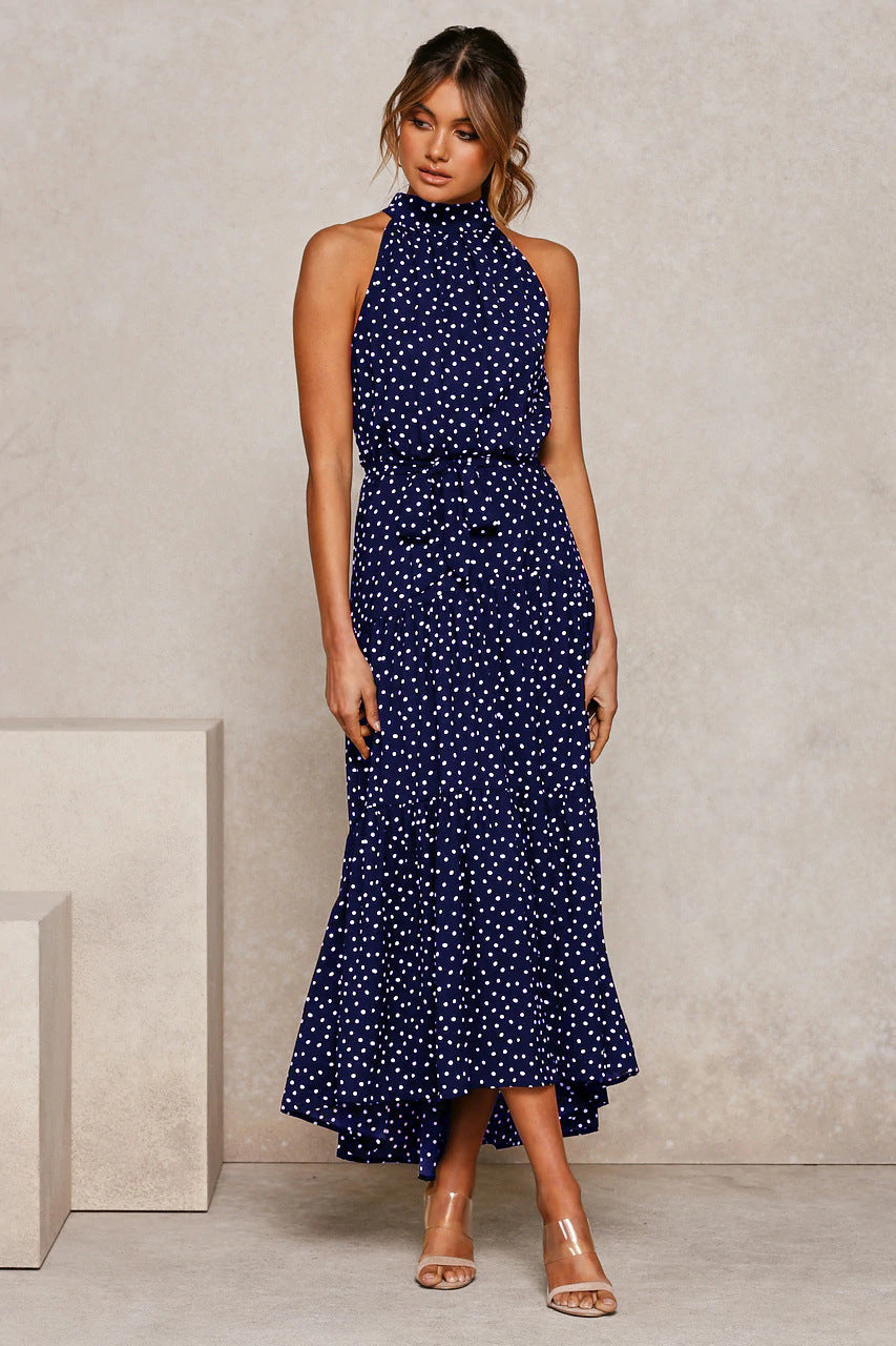 Dots Print Sleeveless Maxi Dress