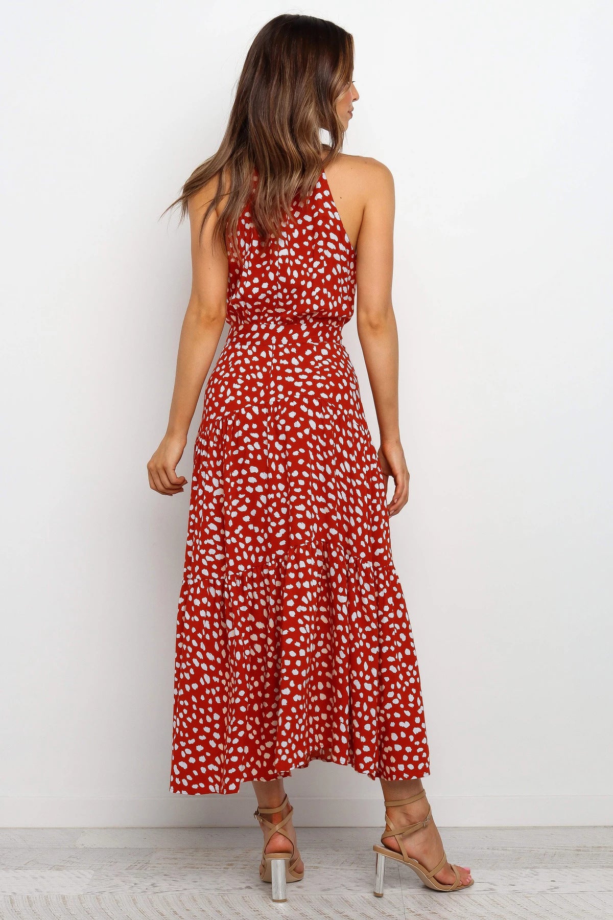 Dots Print Sleeveless Maxi Dress