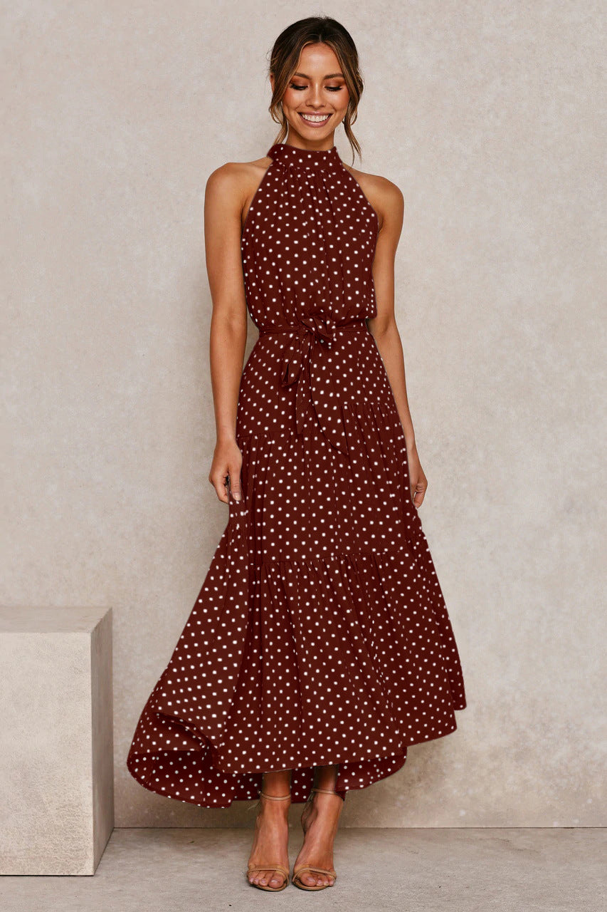 Dots Print Sleeveless Maxi Dress