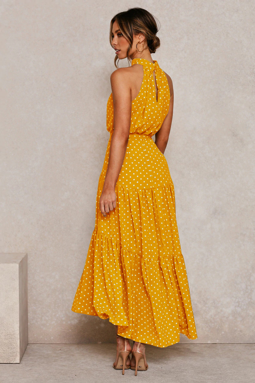 Dots Print Sleeveless Maxi Dress