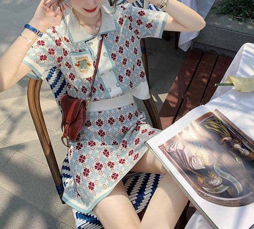 Knit Top And Skirt Two Pieces Set