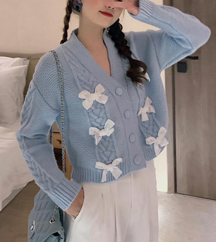 Bowknot Knotted Sweater Cardigan