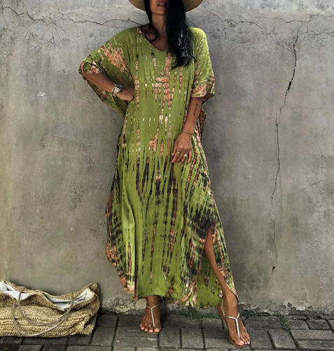 Colorful Slit Cover Up