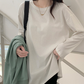 Crew neck slit long sleeve T-shirt