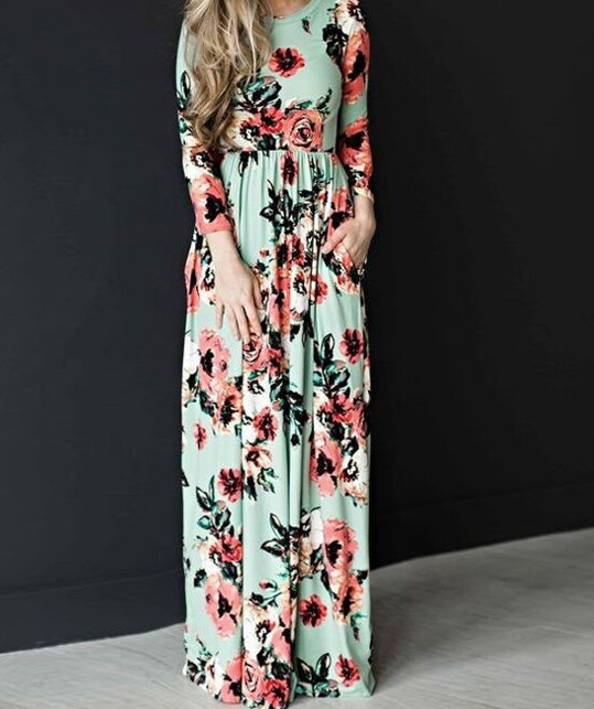 Floral Long Sleeve Maxi Dress