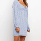 Deep V Neck Long Sleeve Dress