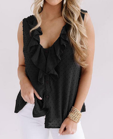 Ruffles V Neck Chiffon Top