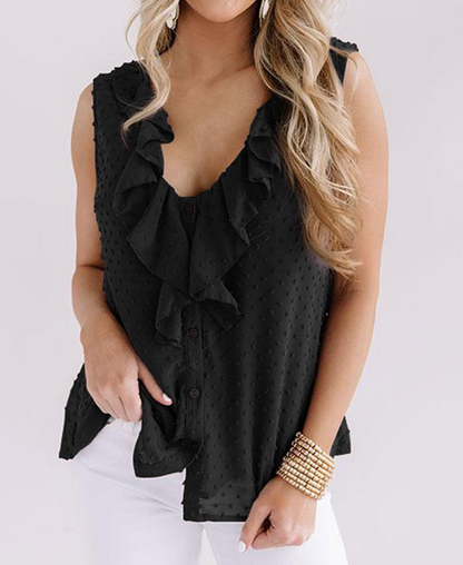 Ruffles V Neck Chiffon Top
