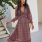 Floral Deep V Neck Chiffon Dress