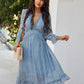 Floral Deep V Neck Chiffon Dress