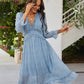 Floral Deep V Neck Chiffon Dress