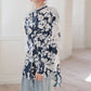 Floral Lace Splicing High Low Blouse