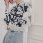 Floral Lace Splicing High Low Blouse
