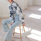 Floral Lace Splicing High Low Blouse