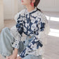 Floral Lace Splicing High Low Blouse