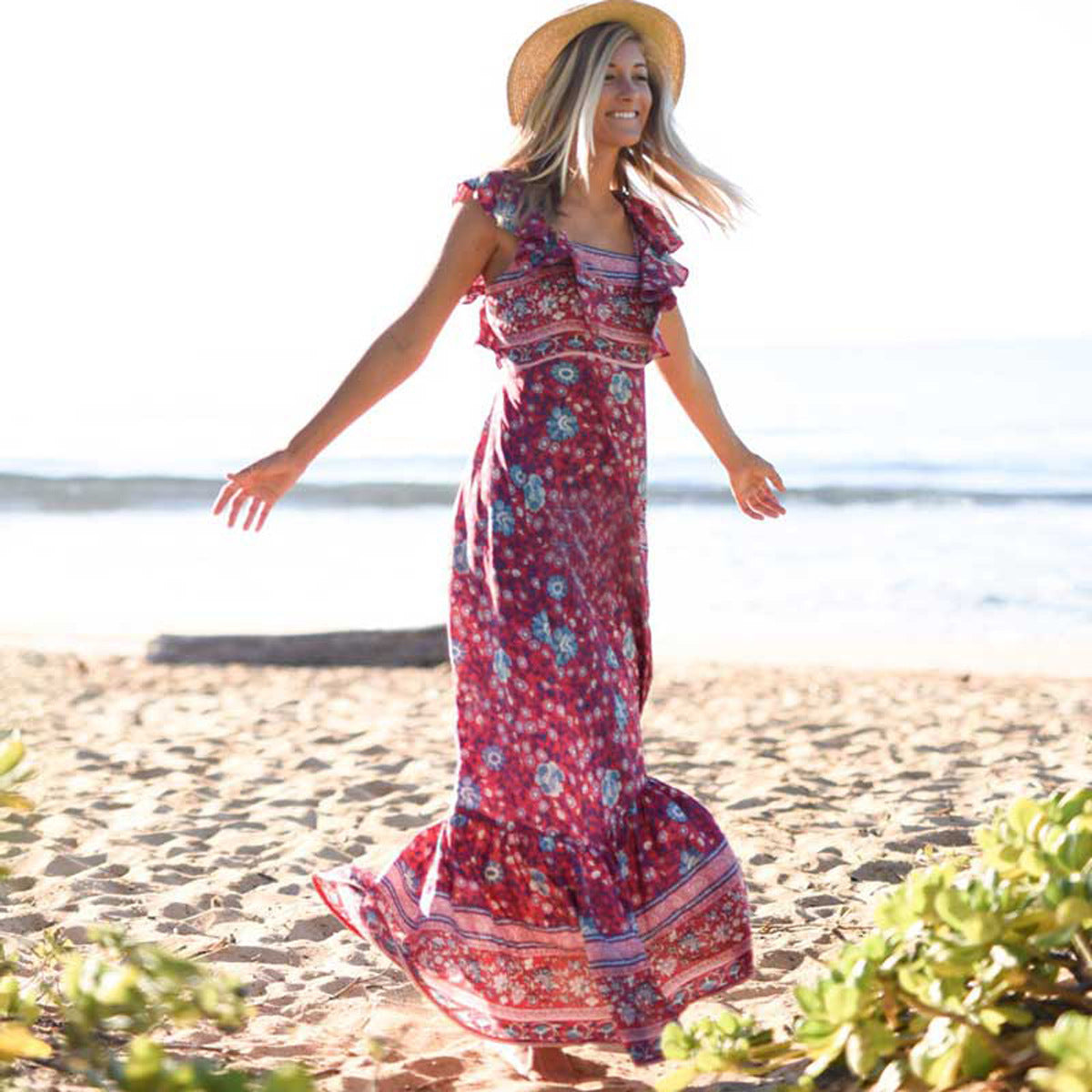 Floral Backless Maxi Dress