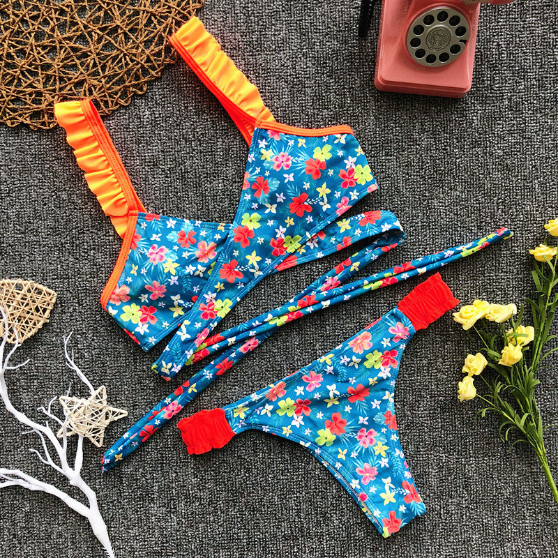 Floral Cross Bikini Set