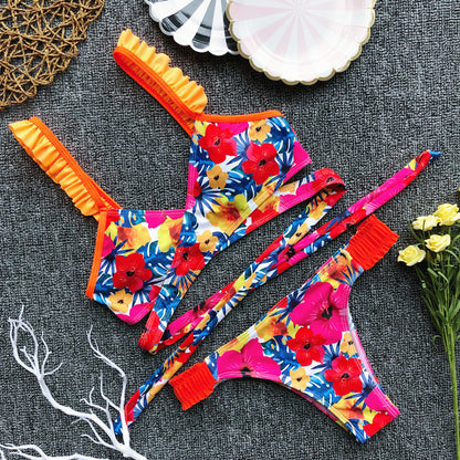 Floral Cross Bikini Set