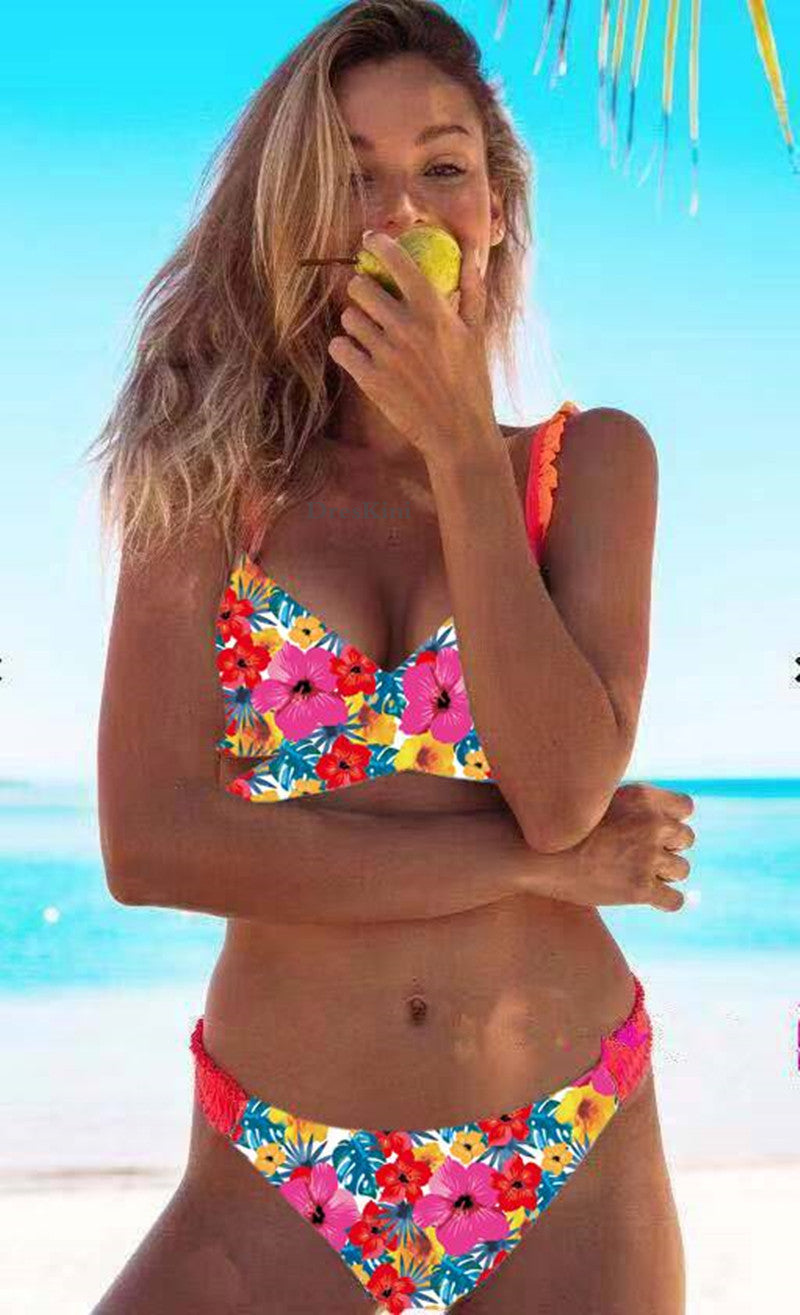 Floral Cross Bikini Set