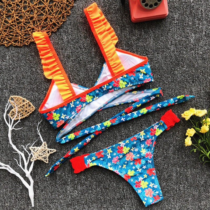 Floral Cross Bikini Set
