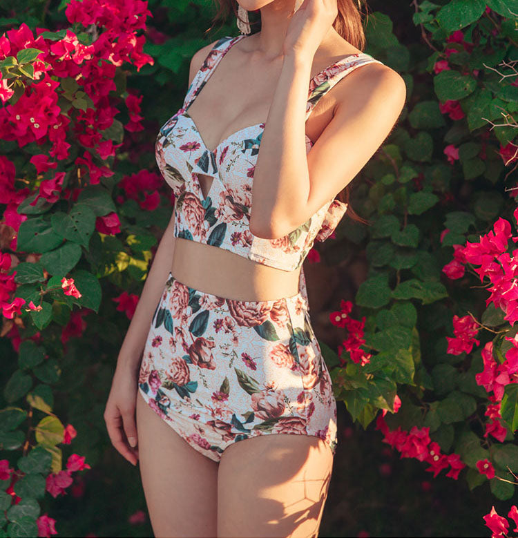 Floral High Waist Bikini Set