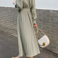 Folded Chiffon Long Sleeve Dress