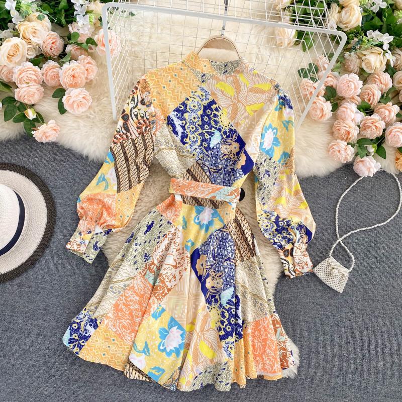 Front Buttons Floral Dress