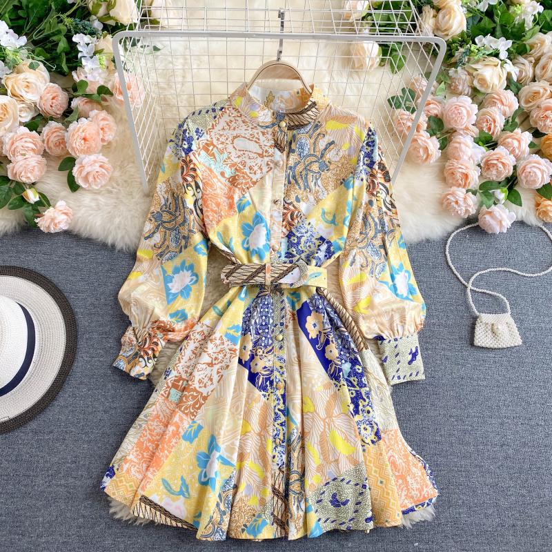 Front Buttons Floral Dress