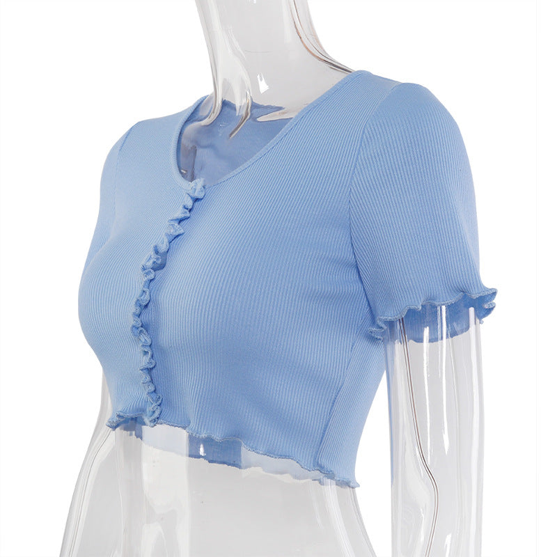 Front Buttons Knit Top