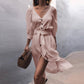 Front Buttons V Neck Dress