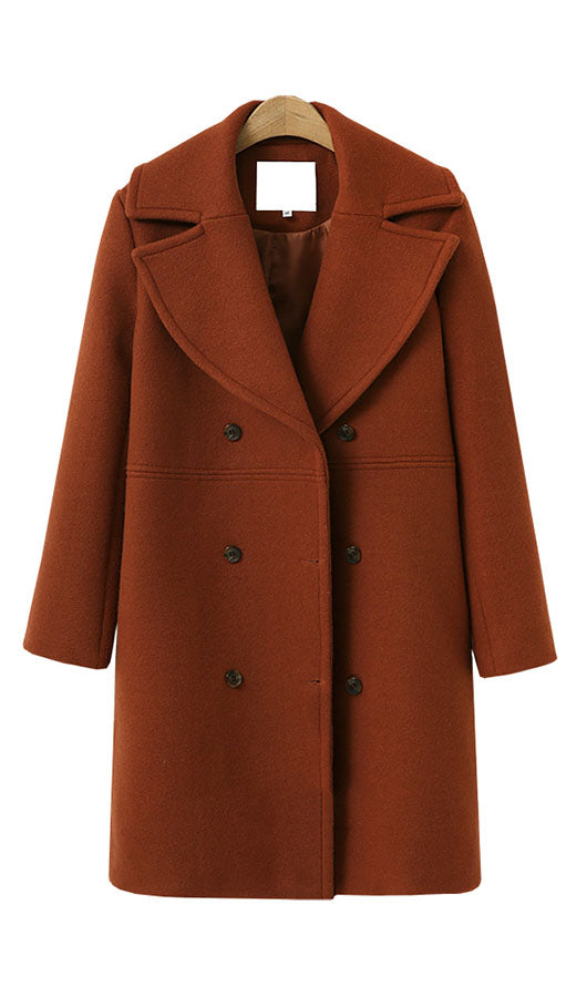 Front Buttons Woolen Coat