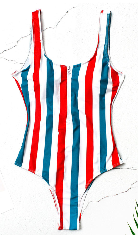 Front Zipper Bikini Set