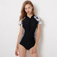 Front Zipper Black Swimsuit