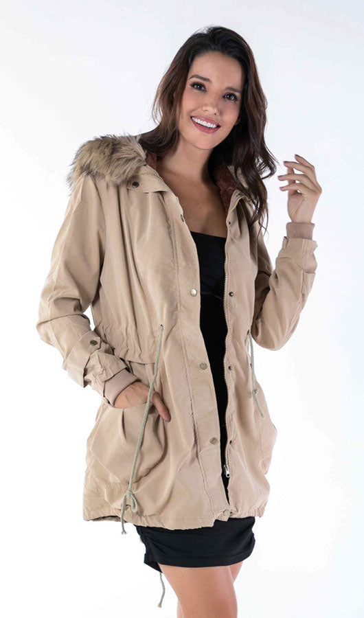Fur Collar Hooded Coat