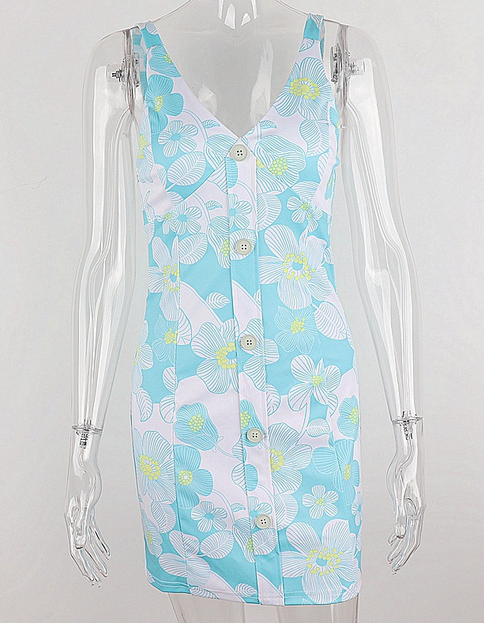 Flroal Sleeveless Bodycon Dress