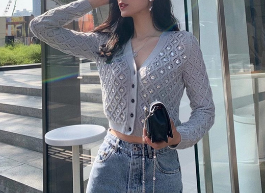 Beading Hollow Out Cardigan