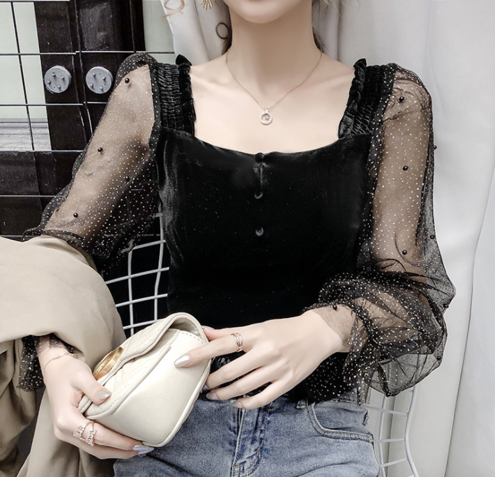 Grenadine Splicing Velvet Top
