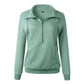 Front Zipper Solid Color Sweatshirt