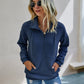 Front Zipper Solid Color Sweatshirt