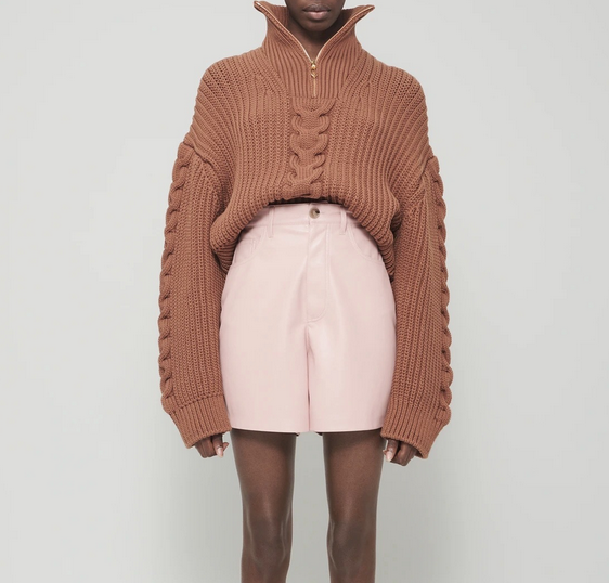 Stand-up collar zipper pullover sweater